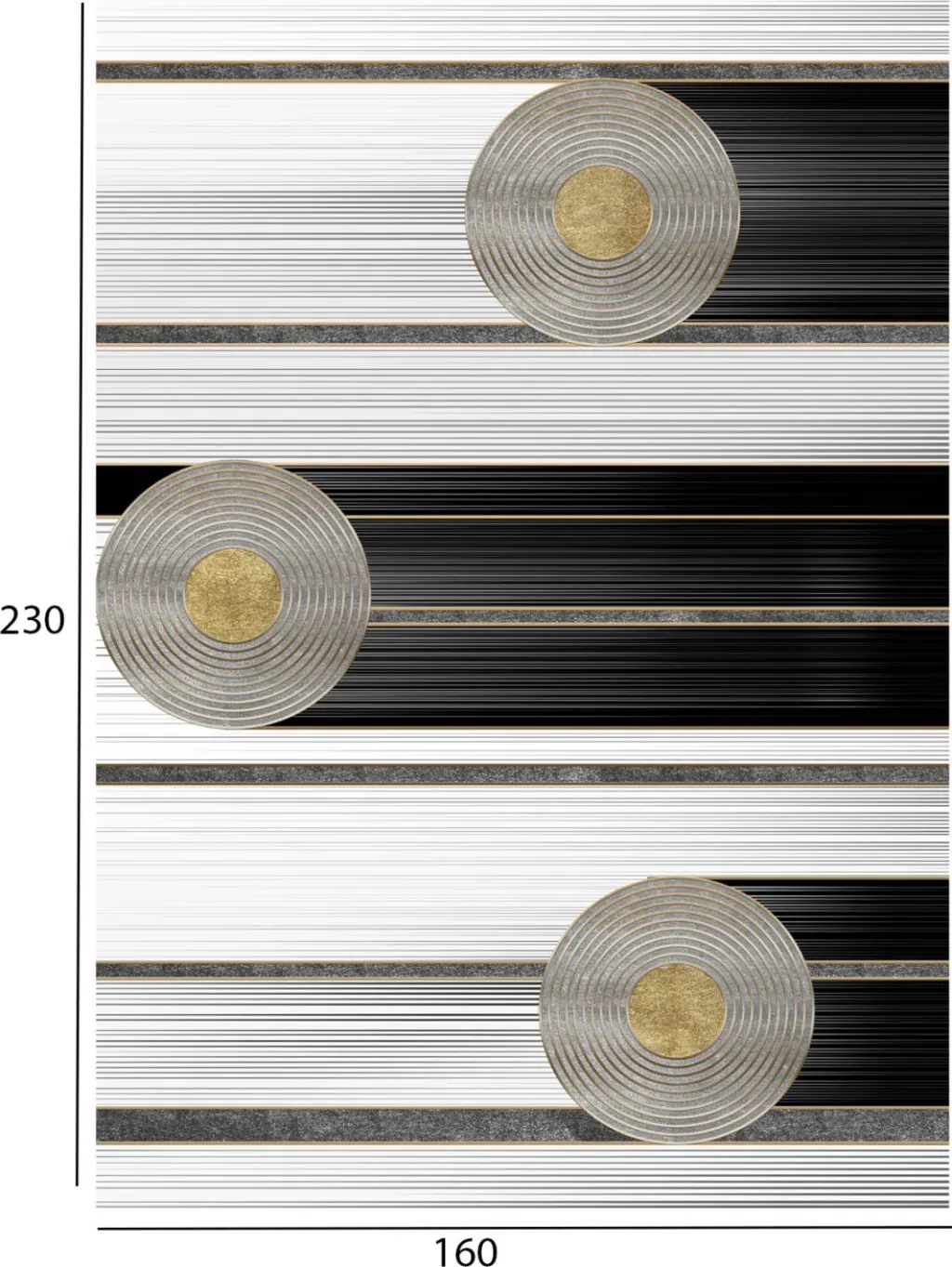 Tepih modern JOSIANE FH7675.24 160x230cm, disqe bardhë-zi-ari - 2