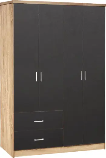 Dollap 4 dyer me 2 sirtarë FH339.04 Sonama-Gri 120x42x181cm