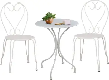 Set kopshti tavolinë & karrige FH11875, 3 pjesë, të bardha