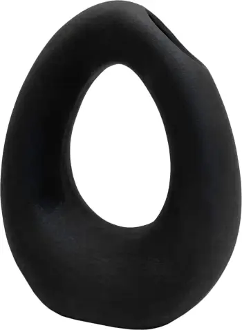 Dekor tavoline qeramike eliptike FH4644.02, ngjyrë e zezë mat, 16.5x9x20.3 cm