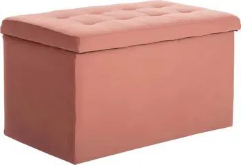 Stool/trunk me hapësirë magazinimi PUNK FH279.12, kadife ngjyrë rozë e zbehtë, 90x50x52H cm