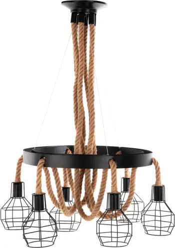 Llambë varëse tavani 6-dritash, metal-llitar, FH4130, Φ54-60x125H cm