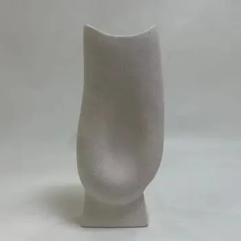 Dekor tavoline prej qeramike, seri GLAZE, FH4609.01, ngjyrë e bardhë e çelur me kristalizim, 17x12x38 cm