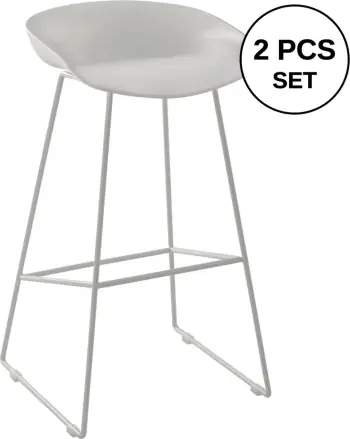 Karrige për bar FH8450.01 Metalike me ulëse PP e bardhë 47x47x83cm, set prej 2 copë