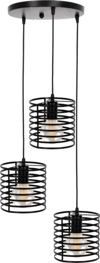 Llambë varëse tavani, 3 cilindra metali të zi, FH4091, Φ23x122H cm