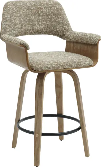 Karrige për bar mesatare CLIPP FH9987.01, dru i bardhë, pëlhurë bezhë, 57,5x53x98H cm, set prej 2 copë