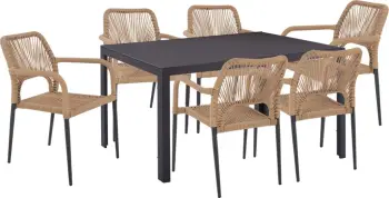 Set kopshti tavolinë & karrige FH11527.01, 7 pjesë, litar/hiri