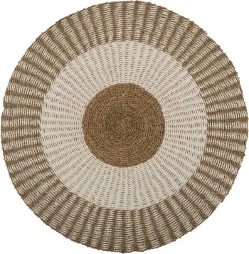 Tapet i rrumbullakët KIRKI, fibra natyrale seagrass, ngjyrë bardhë-natyrale, Φ150 cm