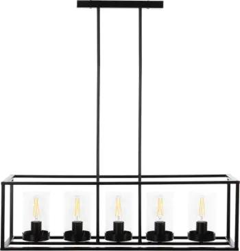 Llambë varëse tavani FH4082, e zezë dhe qelq, 80x25x23.5-85H cm