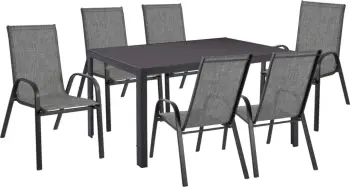Set kopshti tavolinë & karrige LEON FH11520.01, 7 pjesë, hiri