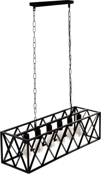 Llambë varëse tavani, kornizë metali e zezë, FH4128, 6 drita, 77.5x25x101 cm