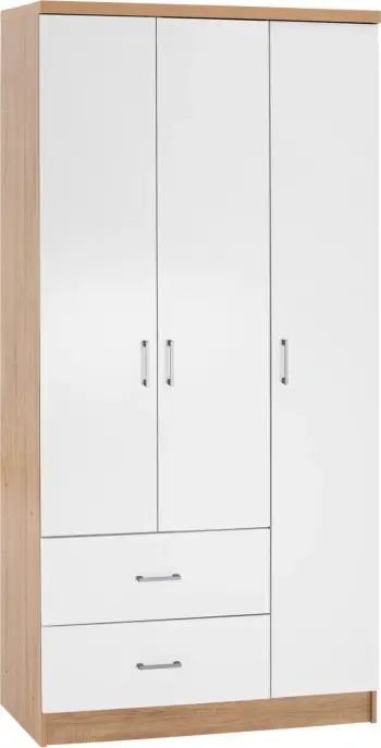 Dollap me 3 dyer dhe 2 sirtarë FH340.06 Sonama-Bardhë 89x42,5x181 cm