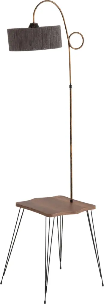 Llambë dyshemeje me tavolinë anësore melamine, ngjyrë arre-gri, FH7949.02, 40x40x173 cm