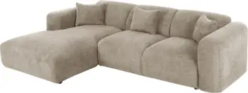 Divan qoshe BRICKEN FH3275.01L, pëlhurë bezhë, 110-282x98-160x72H cm