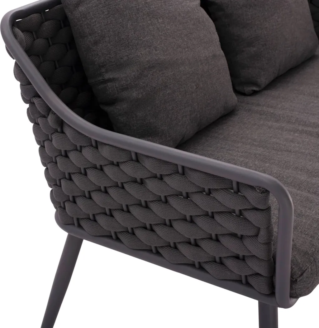 Set dhomë ndenjeje metal + wicker HM5711, gri - 6