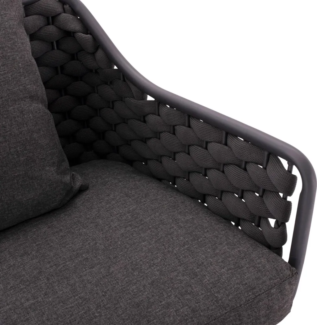 Set dhomë ndenjeje metal + wicker HM5711, gri - 7