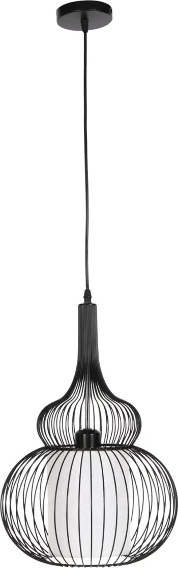 Llambë varëse tavani FH4185, metal i zi, pëlhurë e bardhë, Φ30x115H cm