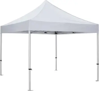 Gazebo profesional i palosshëm, kornizë alumini, ngjyrë argjendi, hije e bardhë, 3x3x3.43m