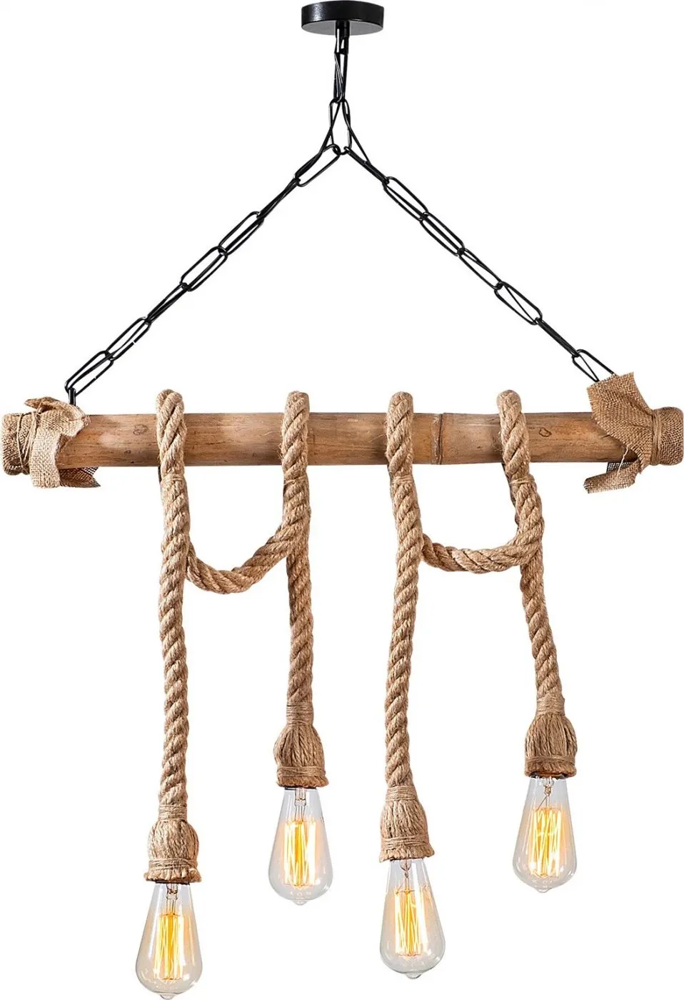Dritë tavani druri me litar FH7321 65x8x82 cm - 4