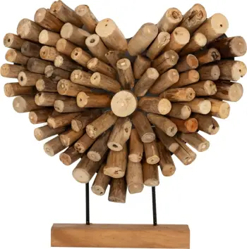 Dekor tavoline SHINZO, formë zemre, dru degë TEAK, ngjyrë natyrale, 44x5x44H cm