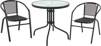 Set kopshti tavolinë & karrige FH10713, 3 pjesë, të zeza