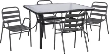 Set kopshti tavolinë & karrige Prelude FH21032, 5 pjesë, hiri/alumin