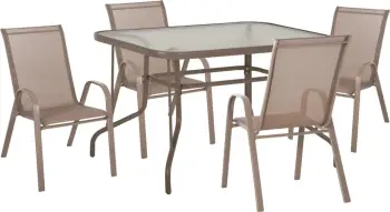Set kopshti tavolinë & karrige LEON FH21041, 5 pjesë, ngjyrë shampanjë