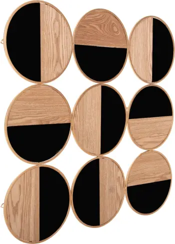 Dekorim muri FH4197 metalik në ar-MDF natyral dhe i zi me shkëlqim 90x90cm