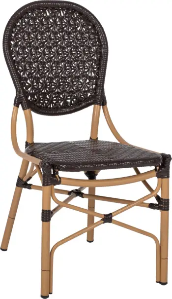 Karrige alumini me pamje bambuje dhe ratan PE në ngjyrë kafe FH5925.01 47x58x95Hcm