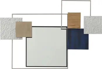 Dekor muri FH7563, pasqyrë metalike me forma katrore në ngjyra të ndryshme - bardhë, off-white, bezhë, blu, gri