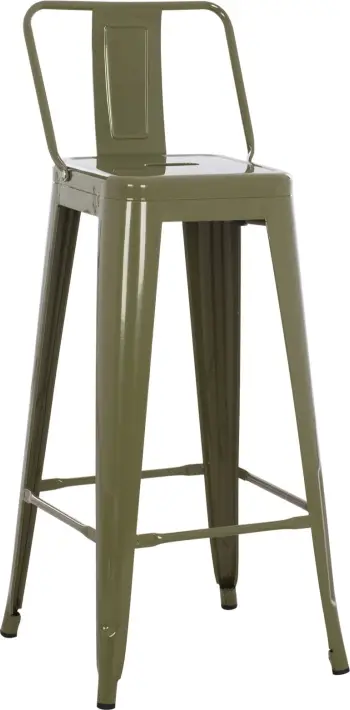 Karrige për bar me mbështetëse, MELITA-PRO, metal, ngjyrë ulliri e errët, 42x42x100H cm