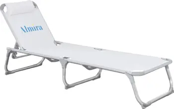 Shezllon plazhi i rëndë alumini i bardhë 188×58–31–81 cm (HM5054.03), bardhë