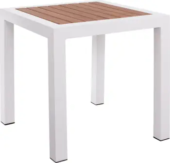 Tavolinë alumini FH5403.01 e bardhë me sipërfaqe Polywood 45Χ45Χ45,5