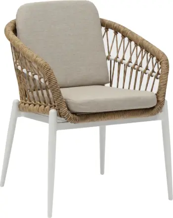 Karrige alumini GALDIN FH6272.02, e bardhë & bezhë, P.E. Rattan natyral, 61x65x82H cm
