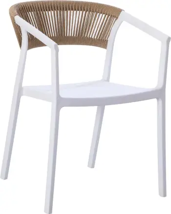 Karrige BOGI, polipropileni, e bardhë me litar PP bezhë, FH6240.01, 54x53x75H cm