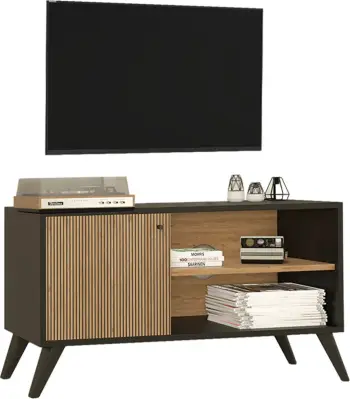 TV komodë KRUDEN FH9443.11 melaminë, ngjyrë e zezë-natyrale, 100x40x51 cm