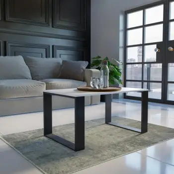 Tavolinë kafeje Topeshop Loft Modern, me raft, bardhë mat dhe e zezë