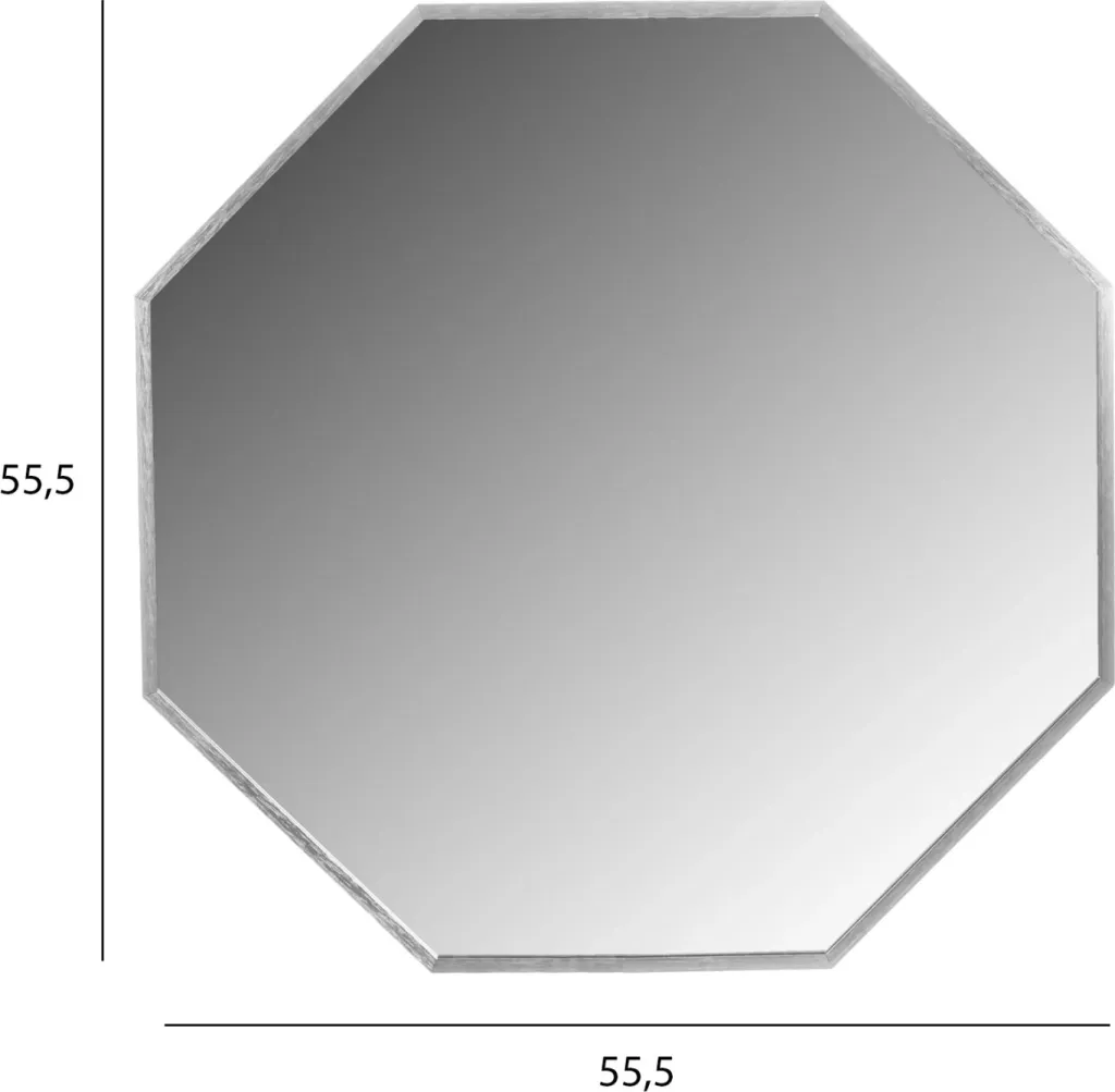 Pasqyrë muri tetëkëndore 55,5x2,5x55,5Hcm (HM9583.40), argjendtë - 2