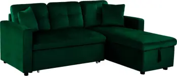 Divan qoshe që bëhet shtrat Wayne 224x147x85 FH3028.13 Kadife Jeshile Cipres
