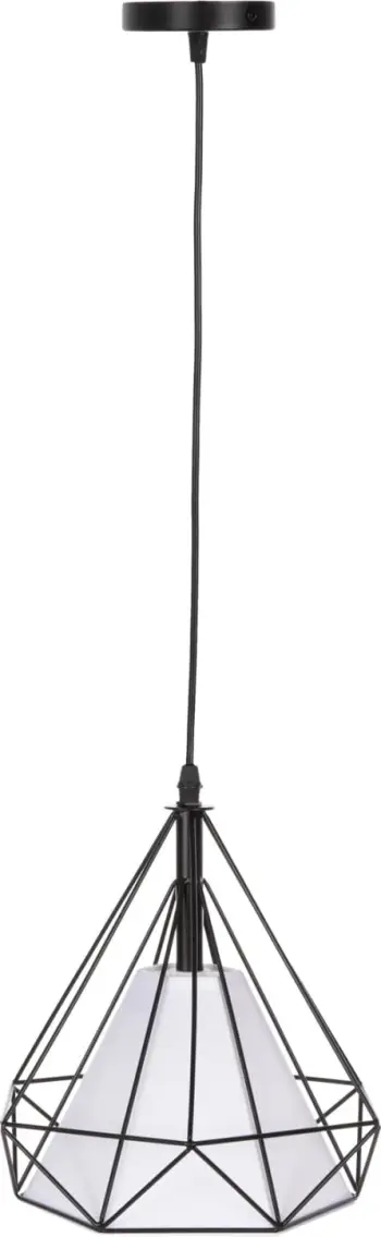 Llambë varëse tavani FH4065, kapak metali i zi, mbulesë llambë e bardhë, 25x25x125 cm