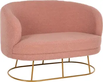 Divan 2-vendësh ARIEN FH8492.22 ngjyrë rozë e zbehtë boucle dhe bazë metali ari 130x75x85Hcm