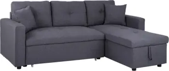 Divan qoshe që bëhet shtrat, Wayne, 224x147x85, FH3028.11, pëlhurë gri