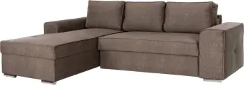 Divan këndor i majtë NACHO FH3279.03L, pëlhurë kafe, këmbë metalike argjendi, 270x163x88H cm