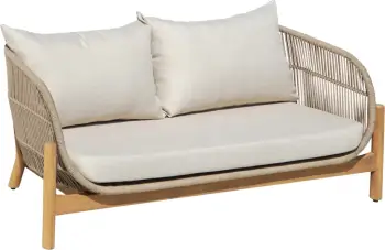 Divan për jashtë, dy ulëse, SANJI, dru akacie, alumin, litar, 163x77x70cm