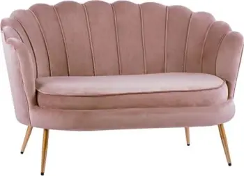 Divan 2 vendësh Coquille FH8627.02 prej kadifeje ngjyrë molle të kalbur & këmbë ari 130x81x86cm