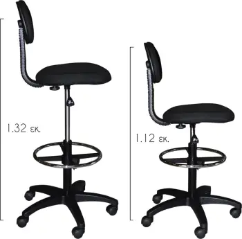 Karrige zyre VEGAR FH1043.01 me mbështetëse për këmbë-perimetër-vend i lartë-pëlhurë e zezë 45Χ42Χ132Hcm