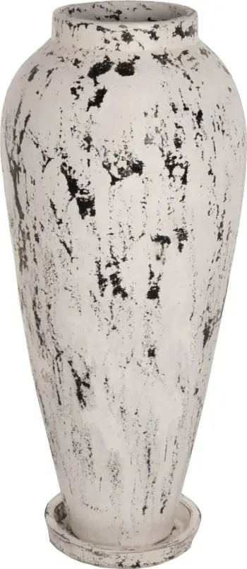 Vazo dekorative për dysheme me bazë pjatë LAUREL FH7927 terrakotë në patinë të bardhë Φ55x120Hcm