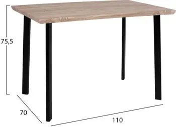 Set tavolinë me karrige 5 copë, karrige të zeza, Vanessa FH10399, 110x70x75,5 cm