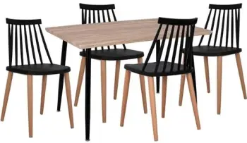 Set 5 copë Tavolinë sonama & karrige Vanessa ngjyrë zezë FH11024.02 120x70x76.5 cm