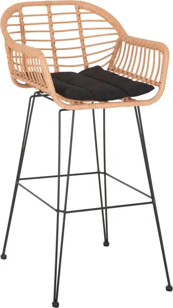 Karrige për bar ALLEGRA FH5640.11 P.E.RATTAN ngjyrë bezhë-metal i zi 54x55x108Hcm